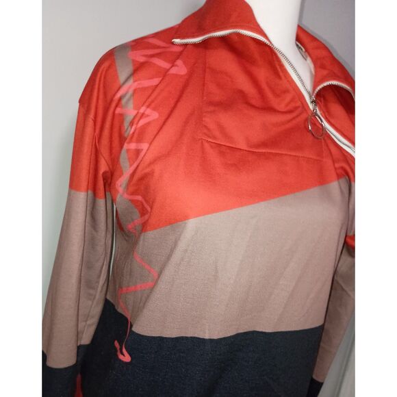Red/Cream/Brown Athletic Jacket, Size M - Picture 3 of 6